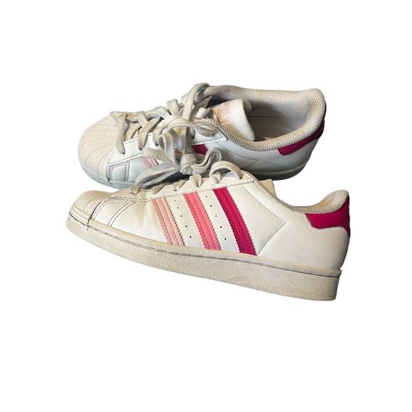 Adidas Superstar J Big Kids' Shoes Cloud White/Clear Pink/Bliss Pink kids size 4 - Picture 8 of 11